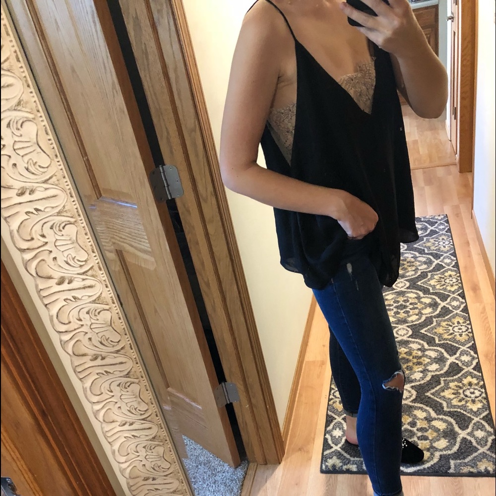 FREE PEOPLE SILK/LACE CAMI